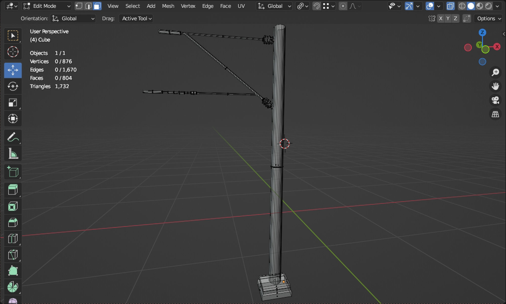 Concrete catenary wire mast Low-poly 3D model_6