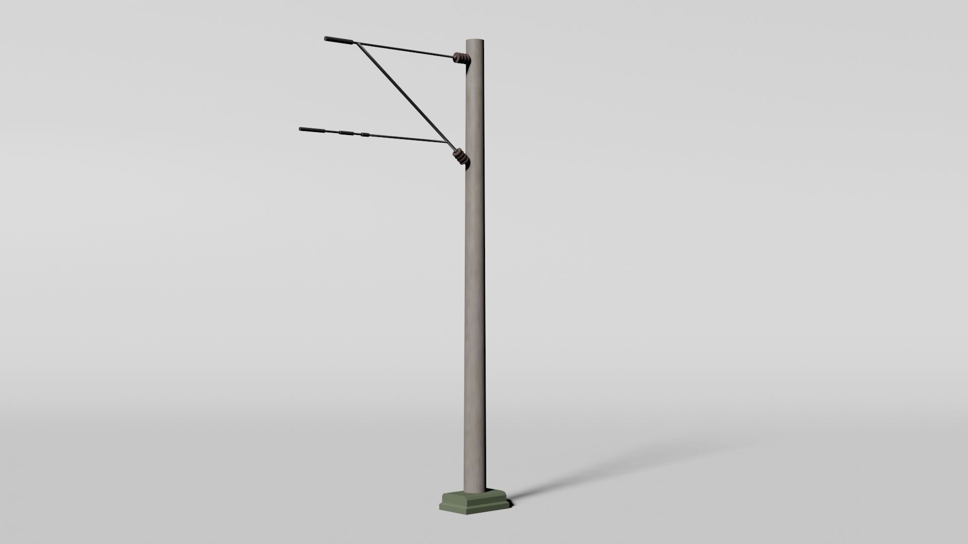 Concrete catenary wire mast Low-poly 3D model_1