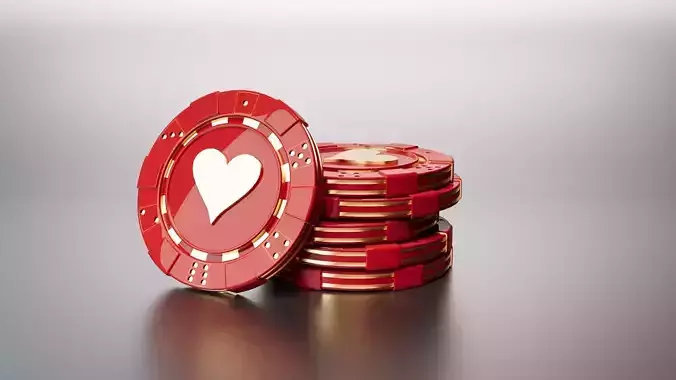Las Vegas Casino Good Luck Poker Chip Lucky Coin Hearts Royale Low-poly 3D model