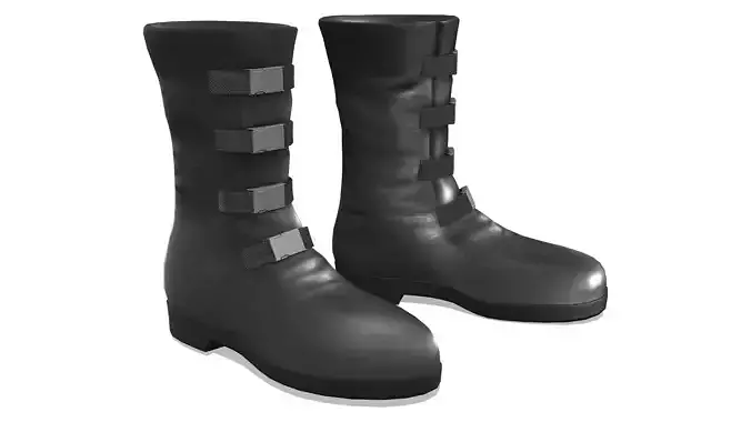 Male Black Leather Futuristic Dystopian Rider Calf Boots
