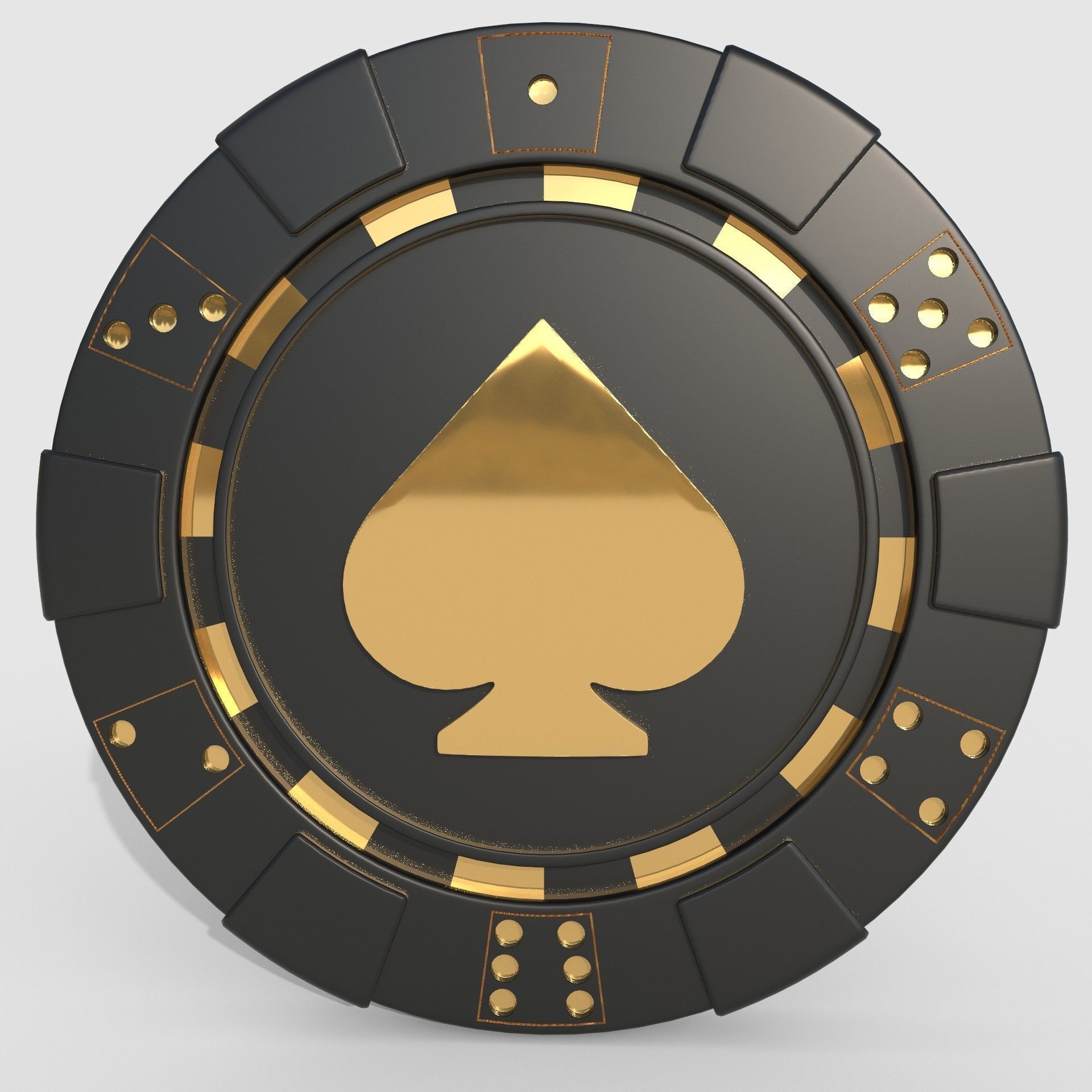 Las Vegas Casino Good Luck Poker Chip Lucky Coin Spades Low-poly 3D model_4