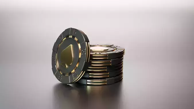 Las Vegas Casino Good Luck Poker Chip Lucky Coin Spades Low-poly 3D model