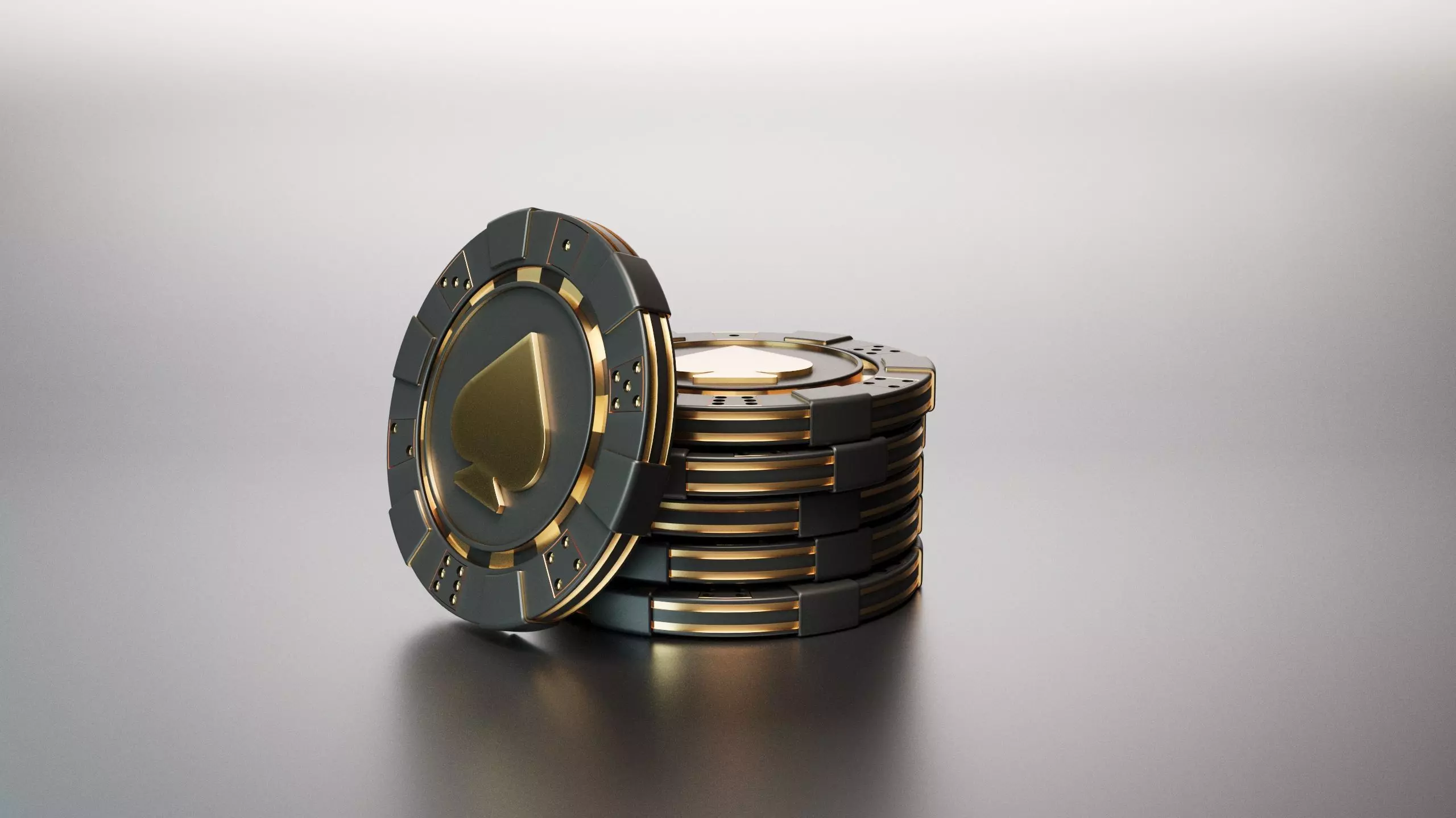 Las Vegas Casino Good Luck Poker Chip Lucky Coin Spades Low-poly 3D model_0