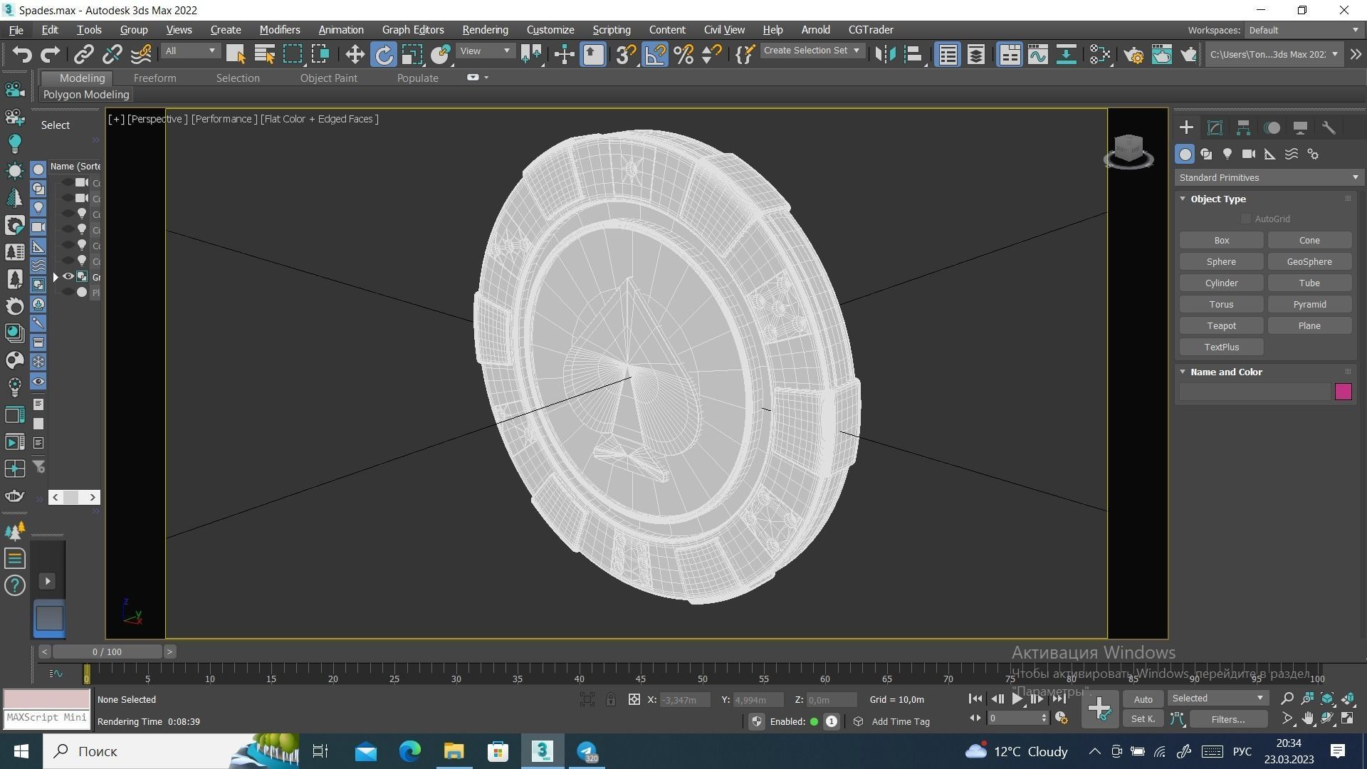 Las Vegas Casino Good Luck Poker Chip Lucky Coin Spades Low-poly 3D model_6