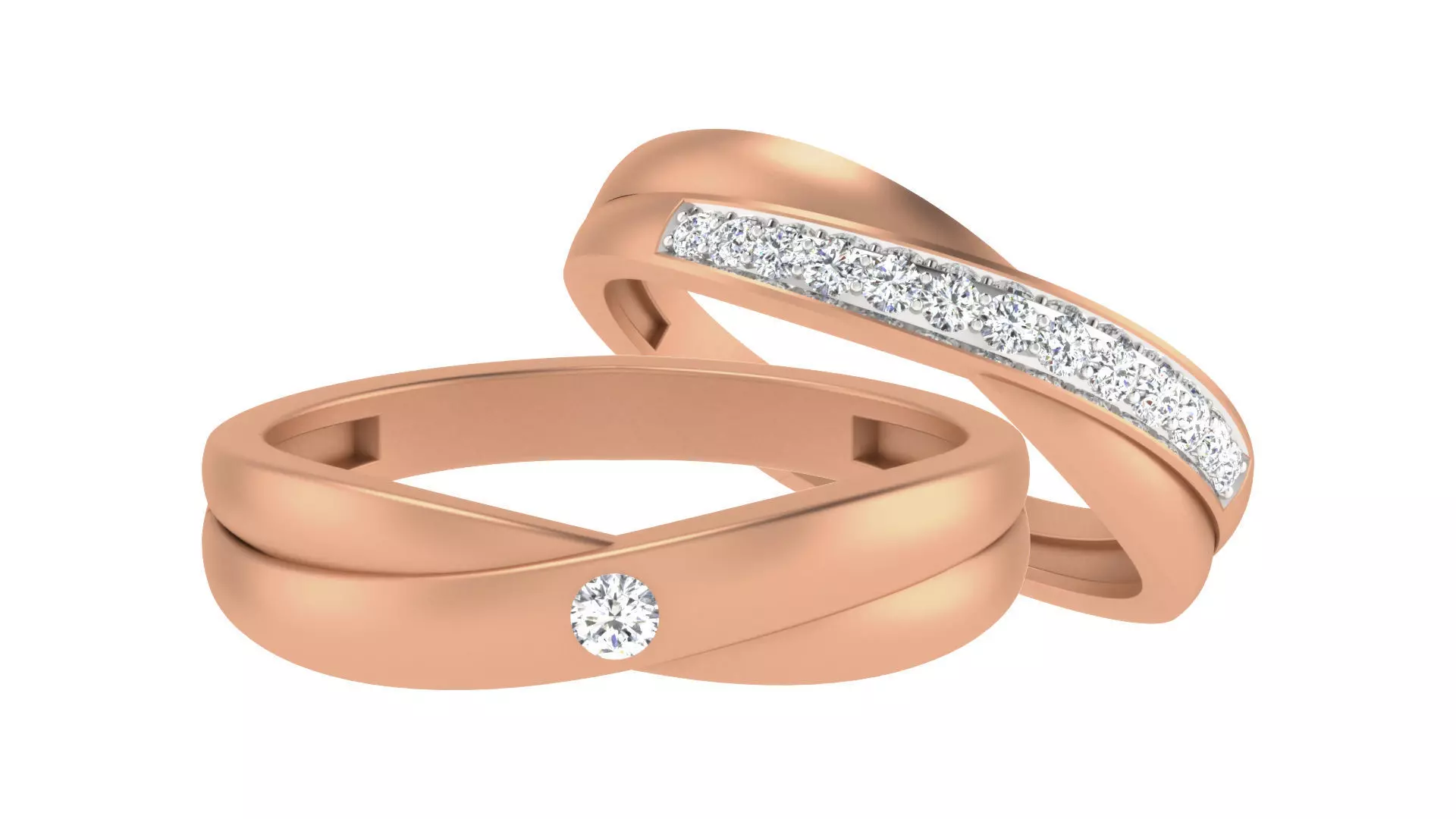 Couple Band Ring 3dm stl render detail 3D print model_0