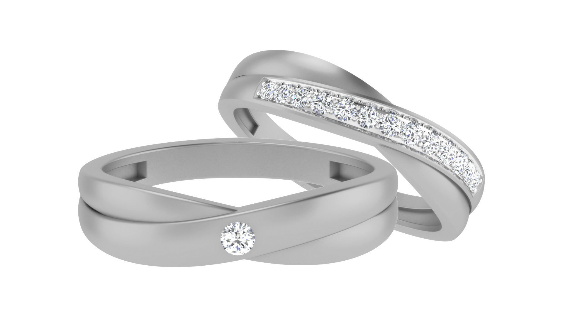 Couple Band Ring 3dm stl render detail 3D print model_2