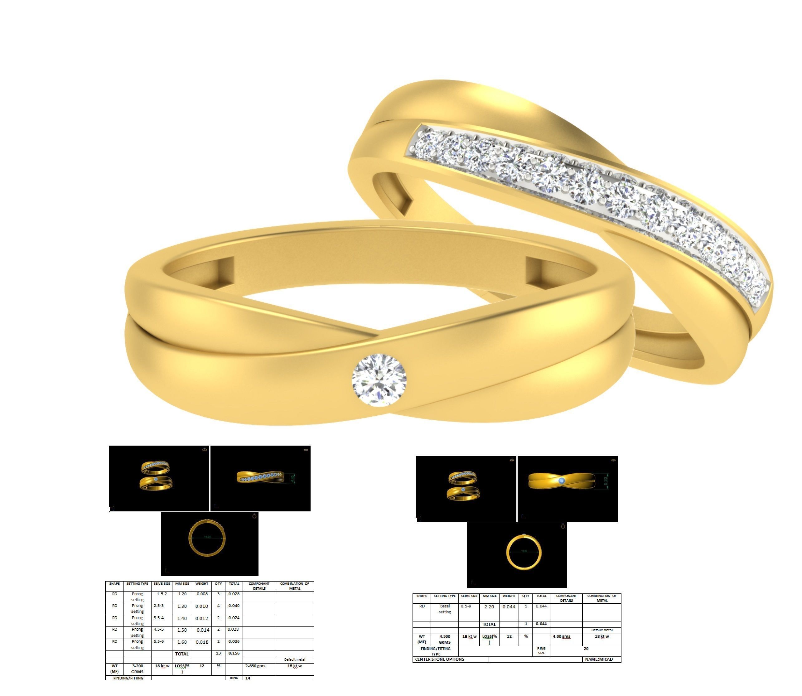 Couple Band Ring 3dm stl render detail 3D print model_3