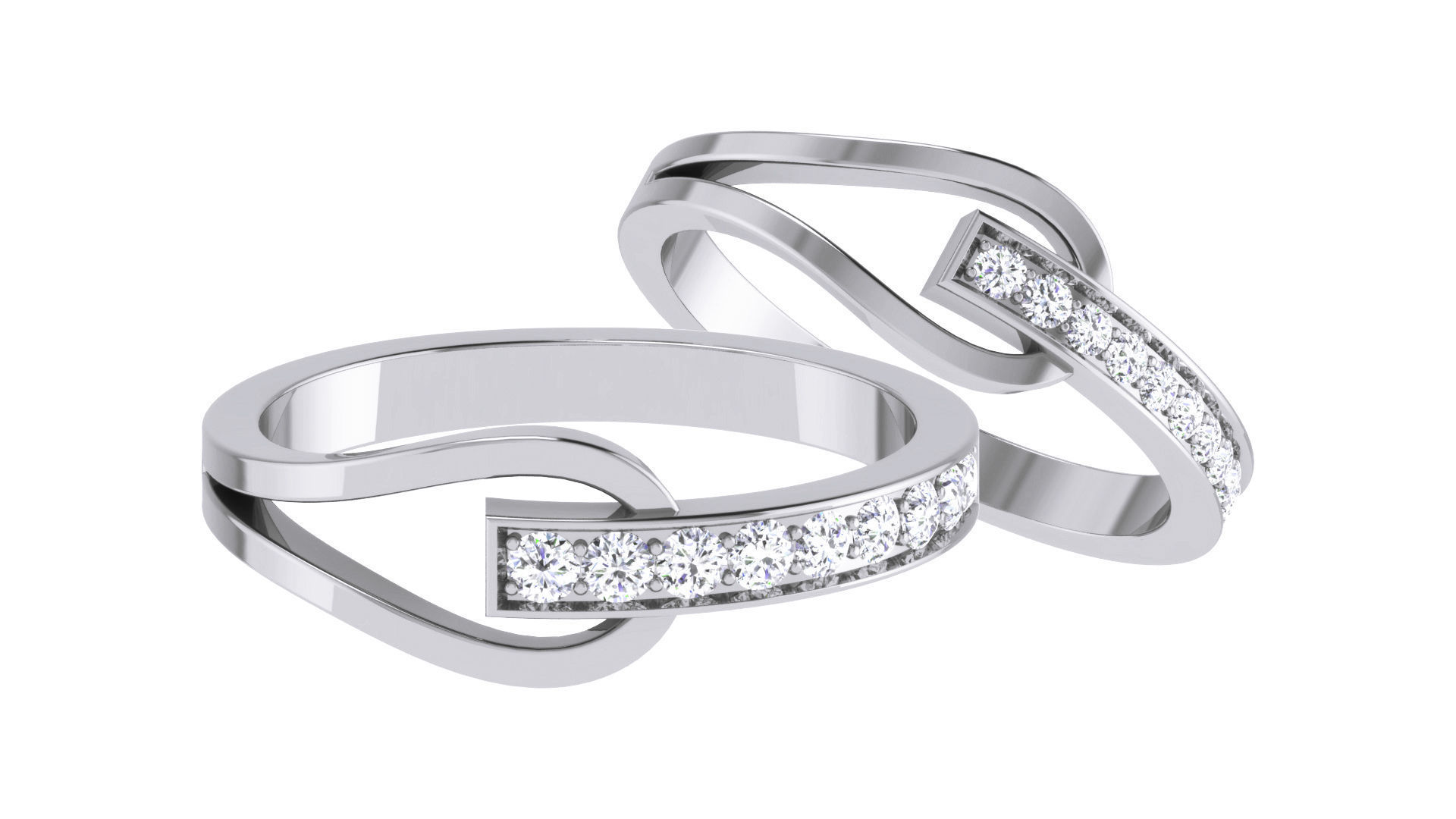 Couple Band Ring 3dm stl render detail 3D print model_3