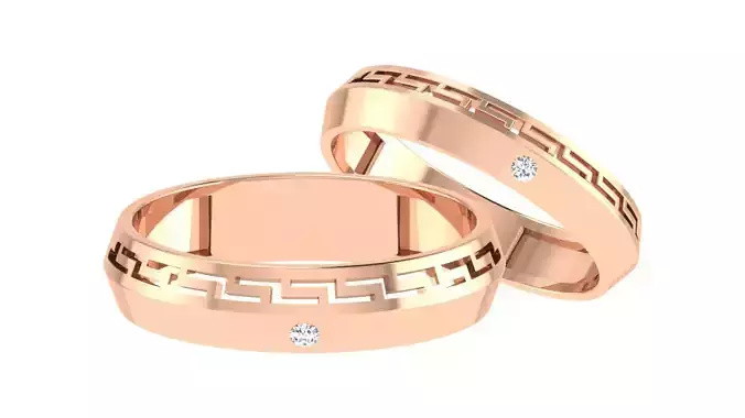 Couple Band Ring 3dm stl render detail