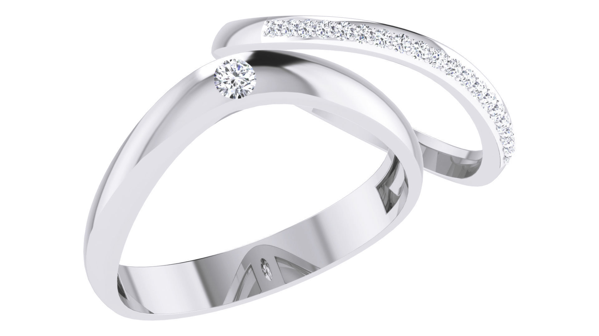 Couple Band Ring 3dm stl render detail 3D print model_25