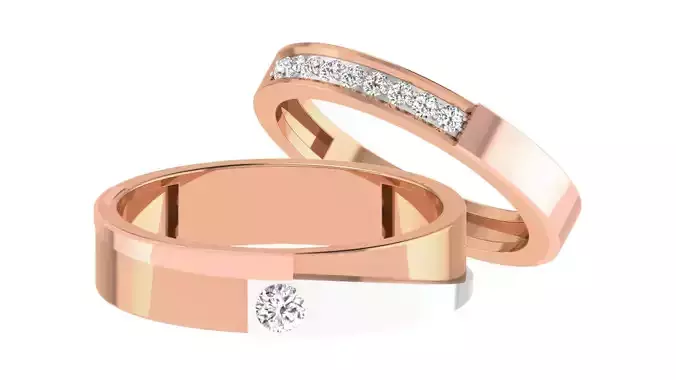 Couple Band Ring 3dm stl render detail