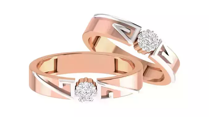 Couple Band Ring 3dm stl render detail