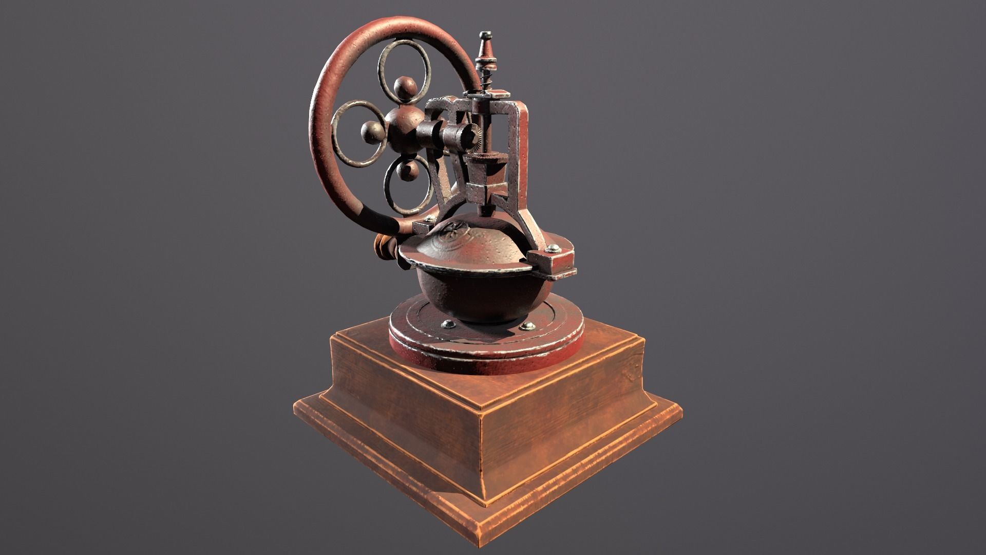 Antique Coffee Grinder Low-poly 3D model_3