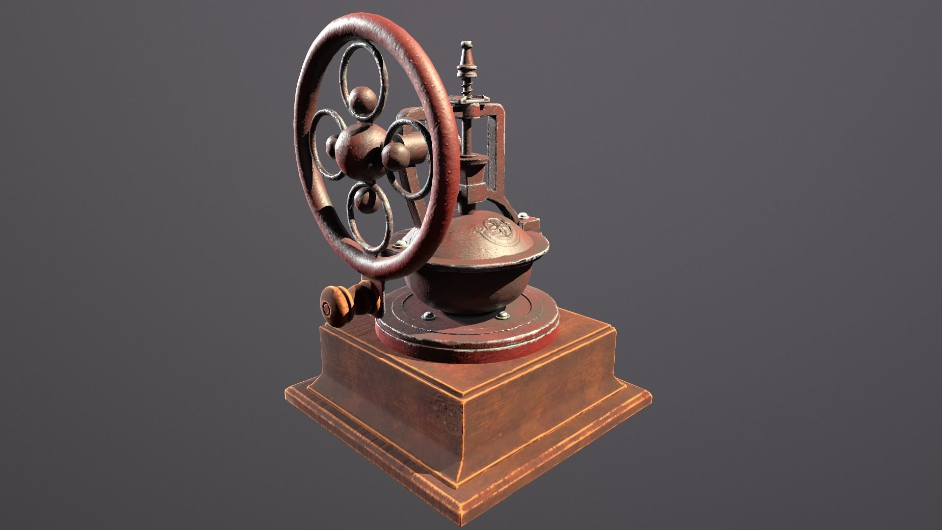 Antique Coffee Grinder Low-poly 3D model_5
