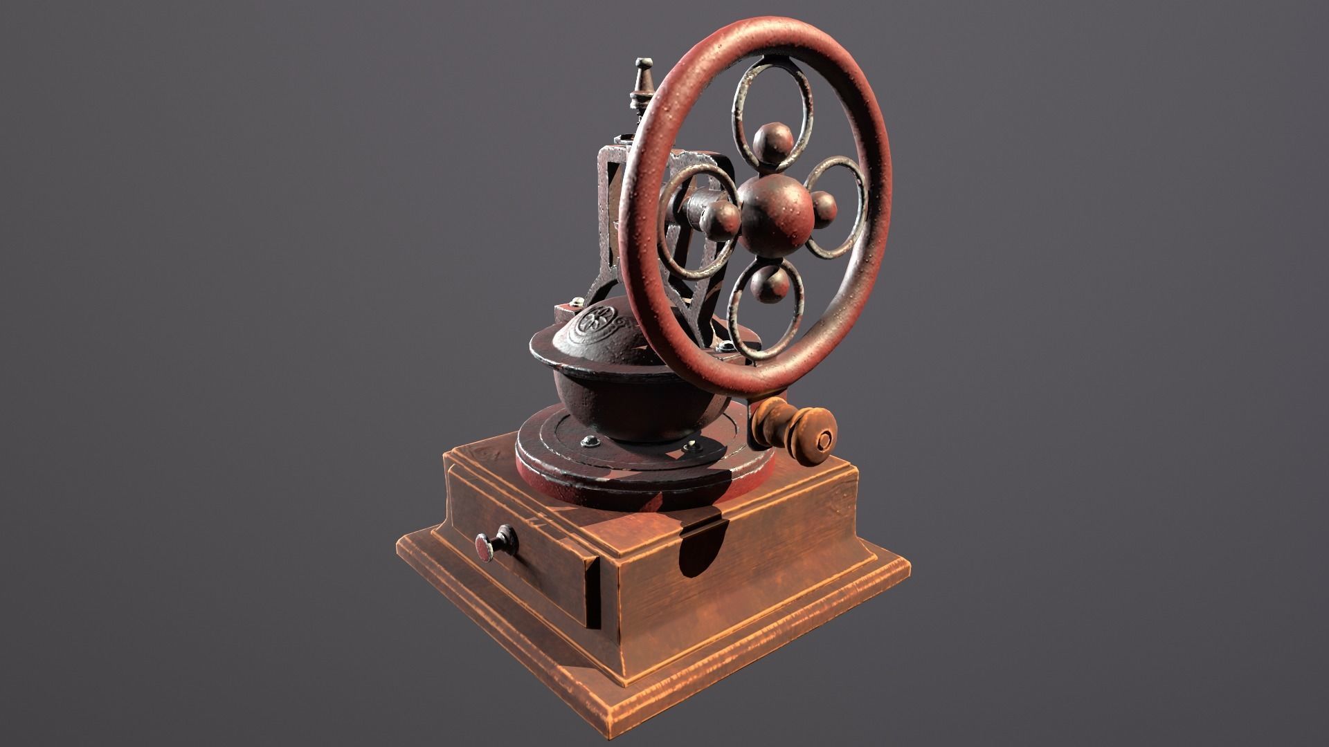 Antique Coffee Grinder Low-poly 3D model_4