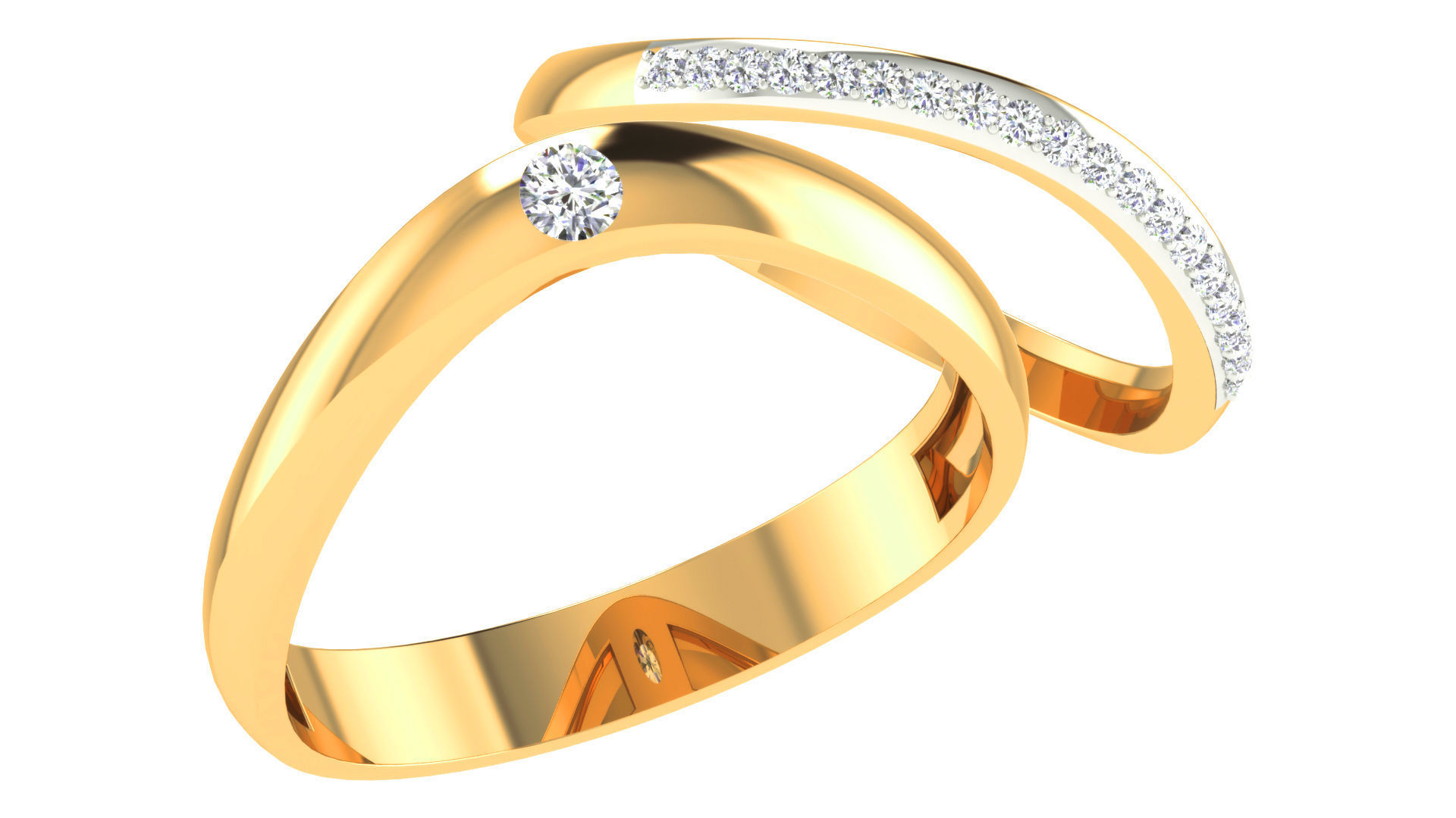 Couple Band Ring 3dm stl render detail 3D print model_26