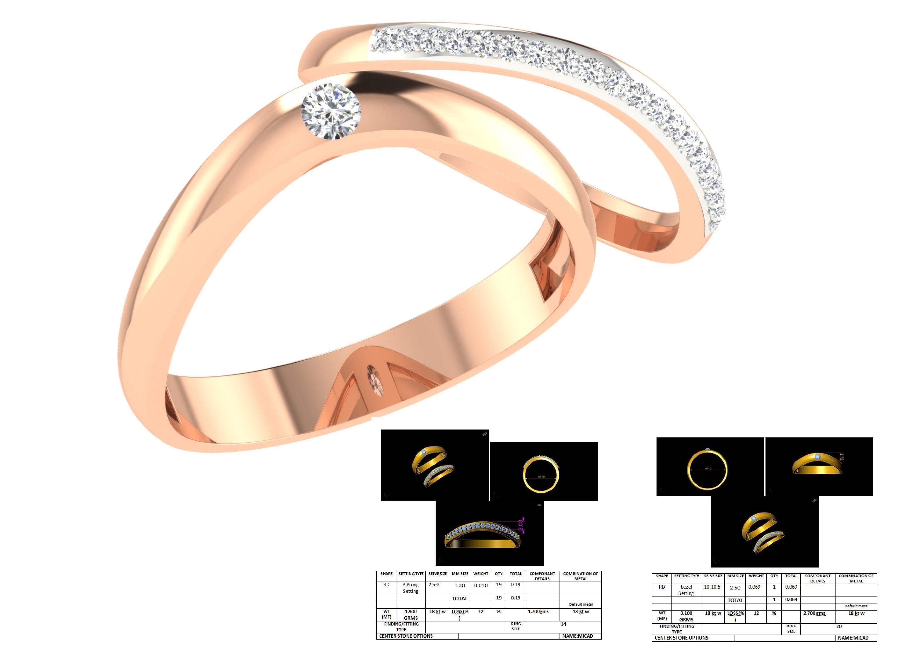 Couple Band Ring 3dm stl render detail 3D print model_27