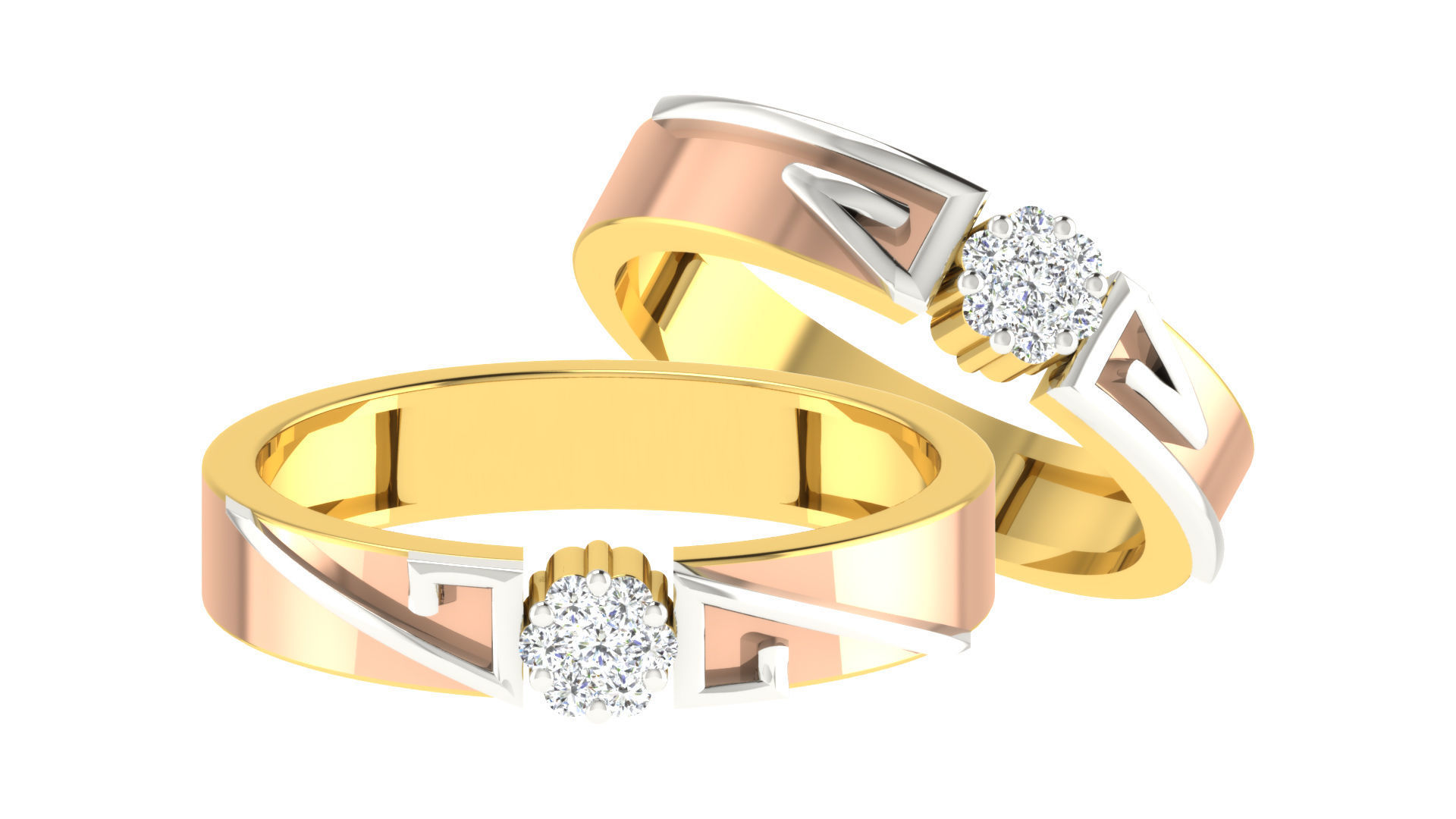 Couple Band Ring 3dm stl render detail 3D print model_2