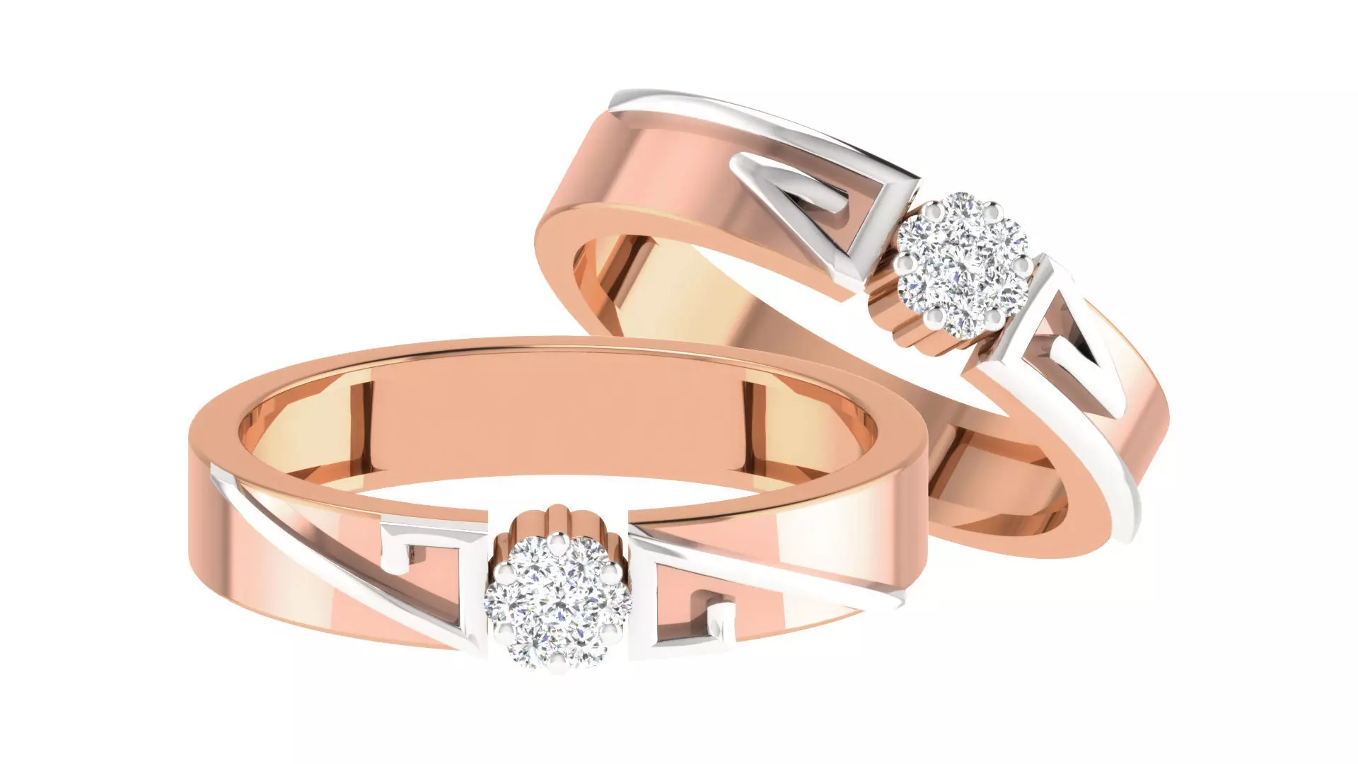 Couple Band Ring 3dm stl render detail 3D print model_0