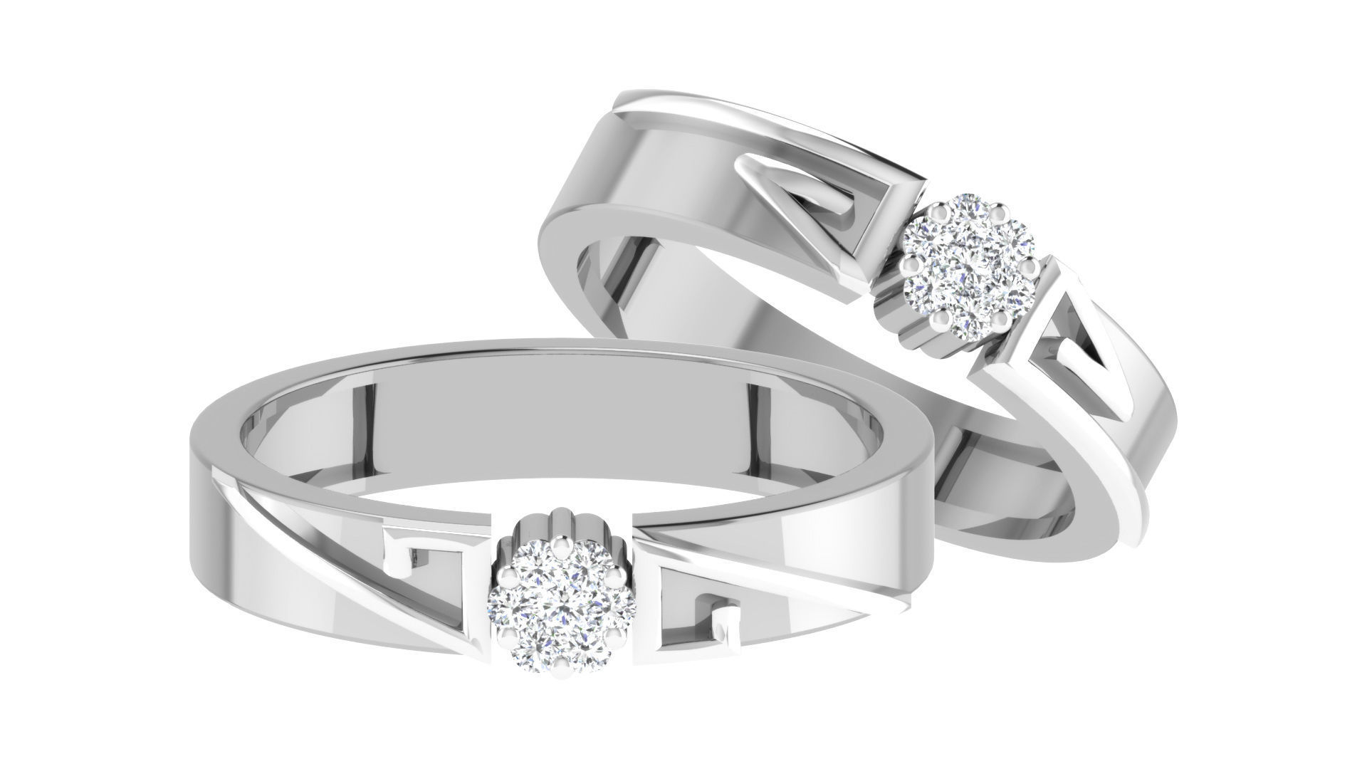 Couple Band Ring 3dm stl render detail 3D print model_1