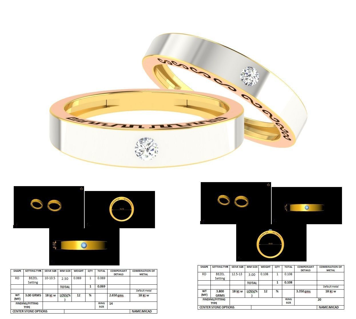 Couple Band Ring 3dm stl render detail 3D print model_2