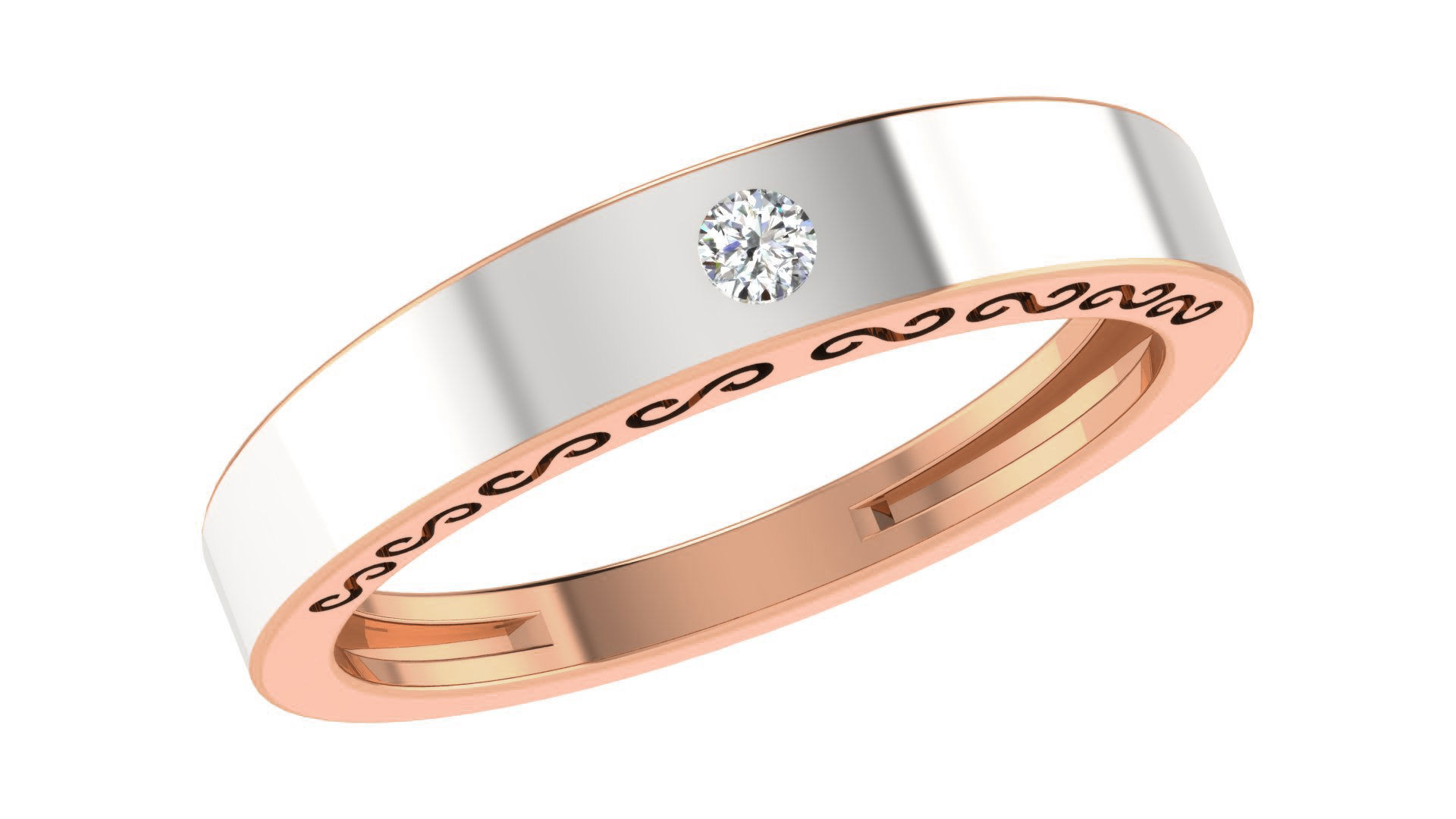 Couple Band Ring 3dm stl render detail 3D print model_8