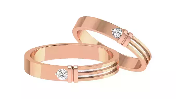 Couple Band Ring 3dm stl render detail