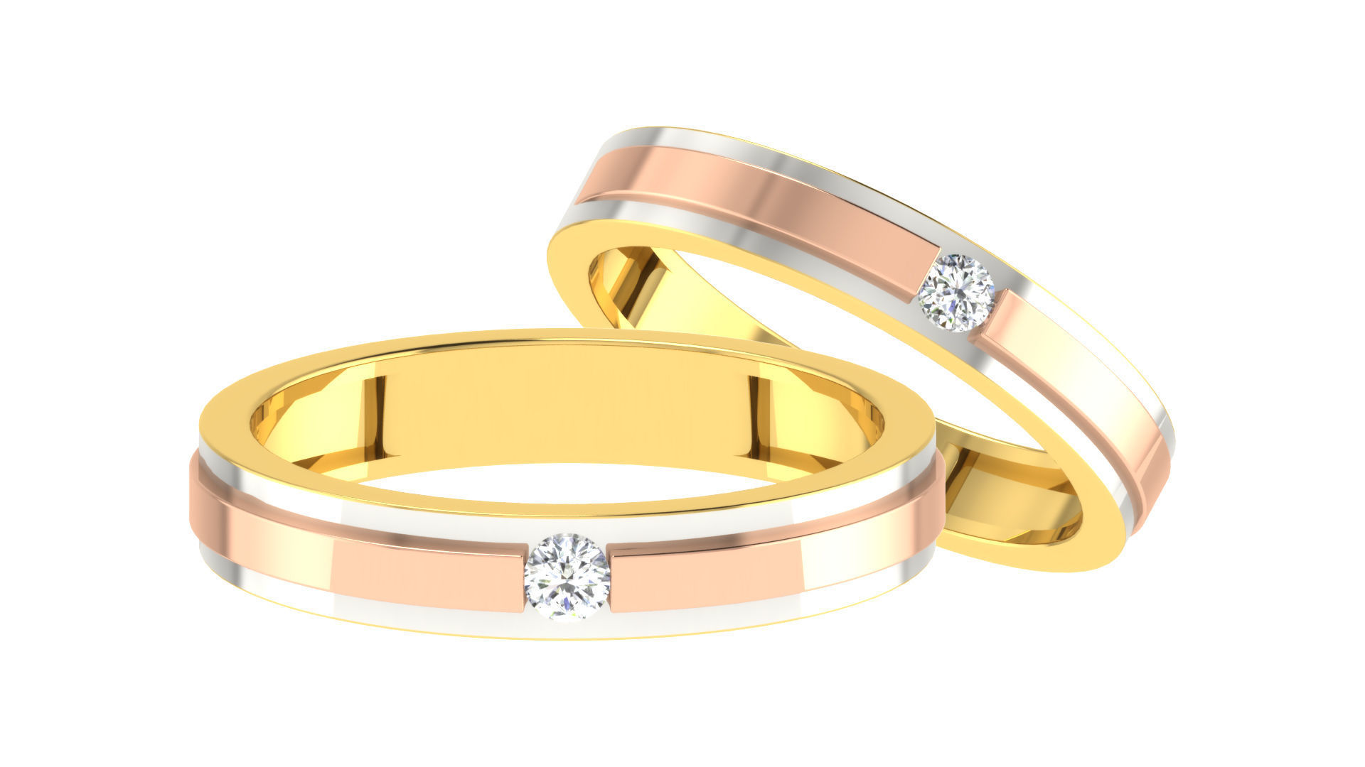 Couple Band Ring 3dm stl render detail 3D print model_2
