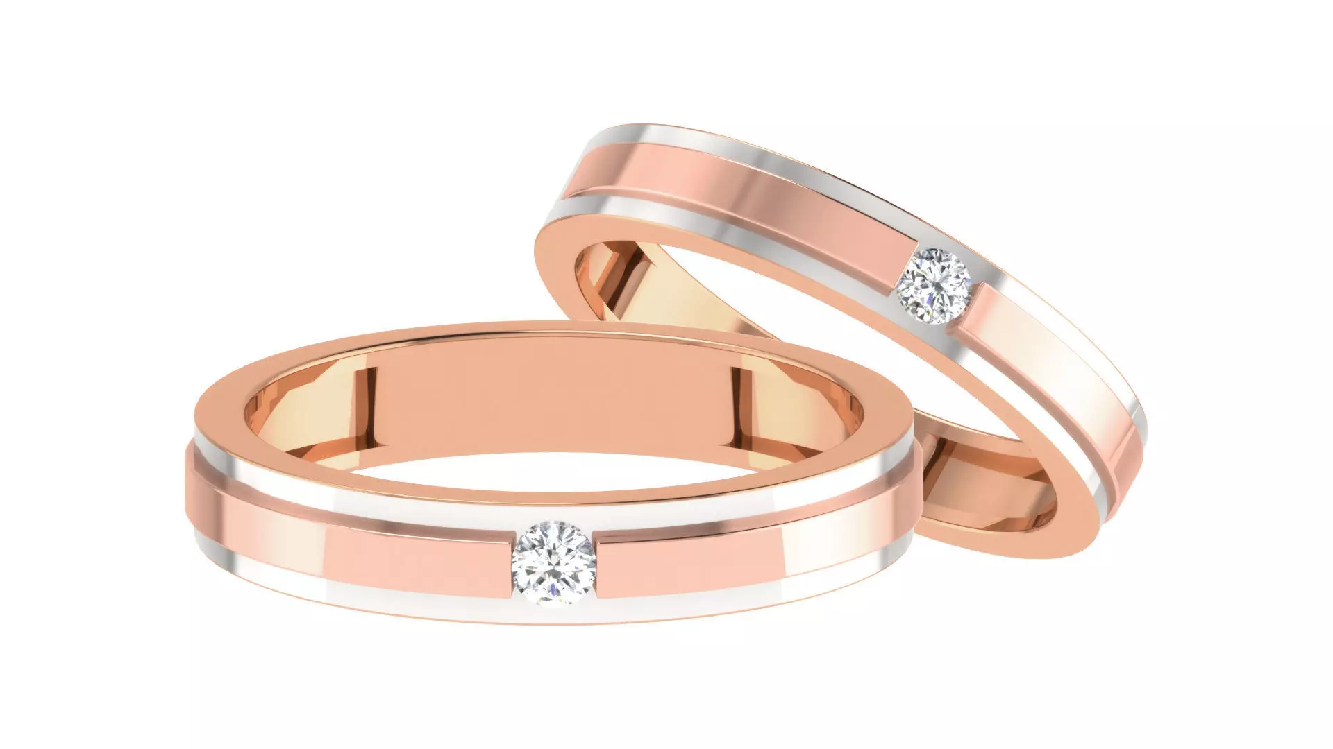 Couple Band Ring 3dm stl render detail 3D print model_0