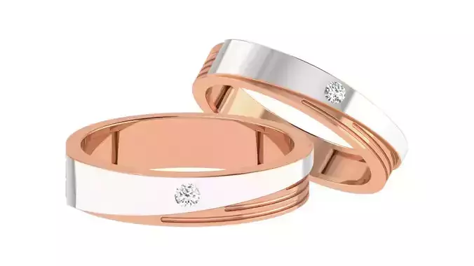 Couple Band Ring 3dm stl render detail