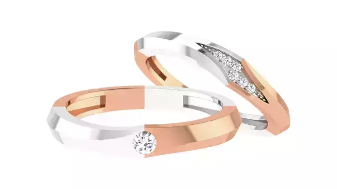 Couple Band Ring 3dm stl render detail