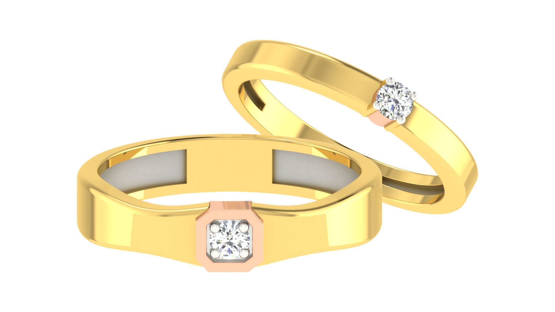 Couple Band Ring 3dm stl render detail 3D print model_1