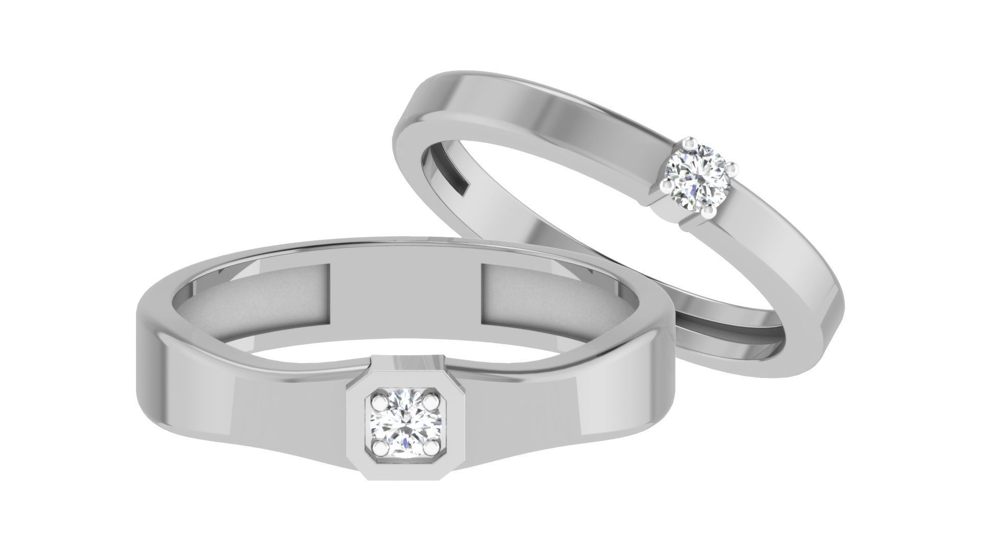 Couple Band Ring 3dm stl render detail 3D print model_2