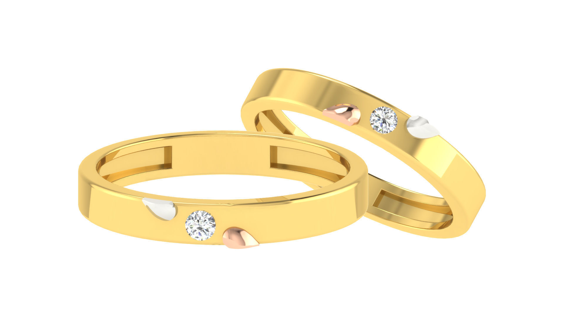 Couple Band Ring 3dm stl render detail 3D print model_2