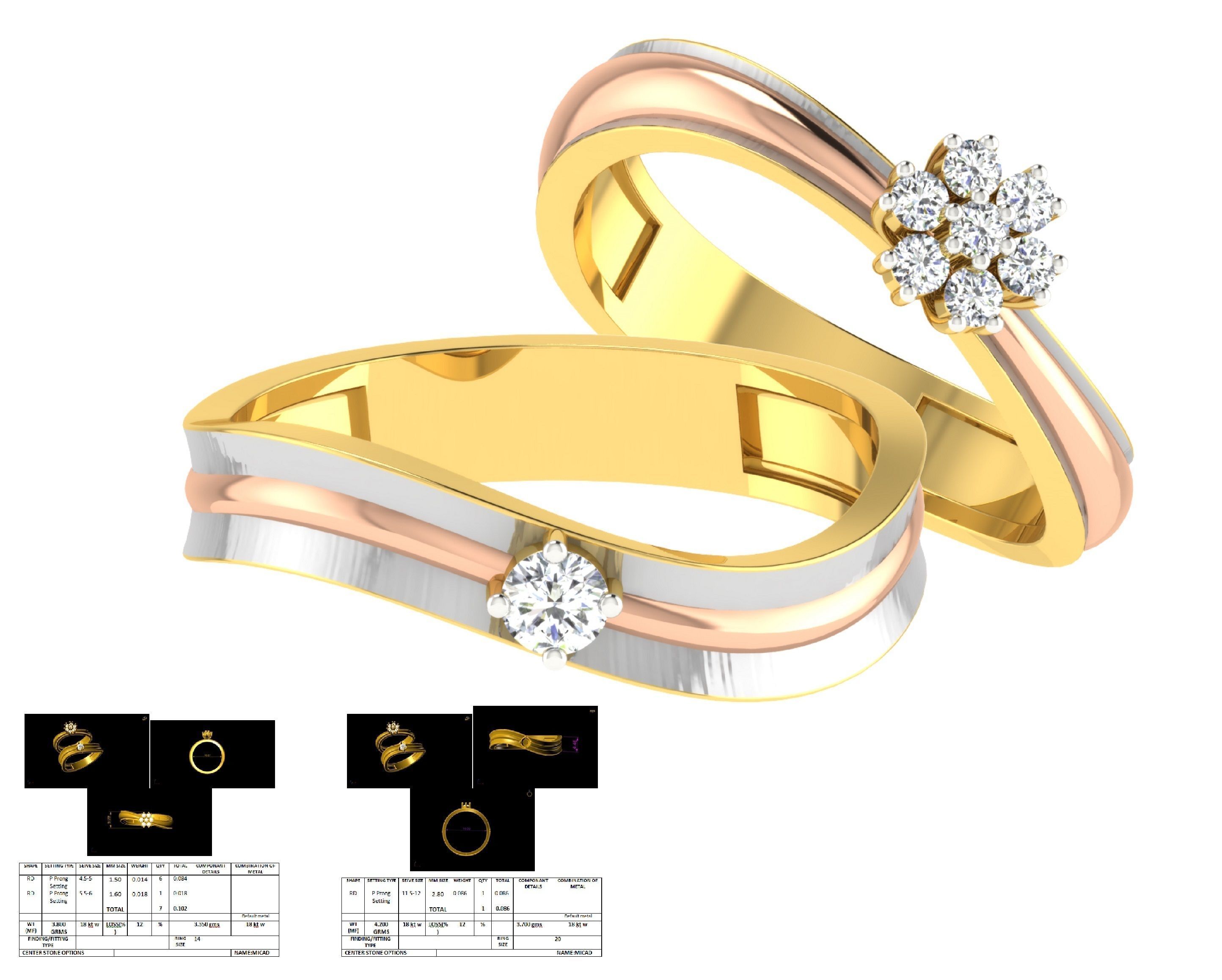 Couple Band Ring 3dm stl render detail 3D print model_1