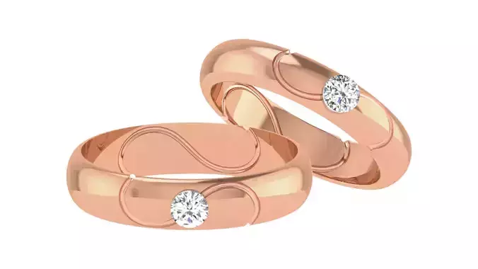 Couple Band Ring 3dm stl render detail