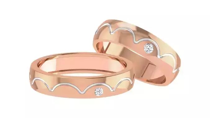Couple Band Ring 3dm stl render detail