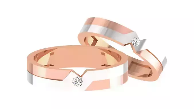 Couple Band Ring 3dm stl render detail