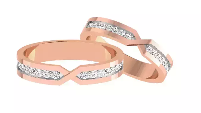 Couple Band Ring 3dm stl render detail