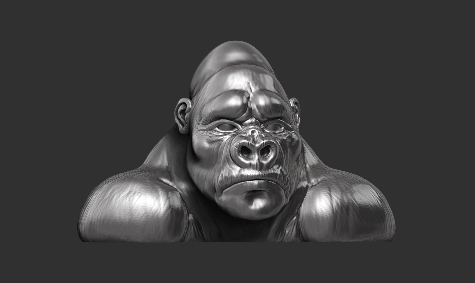 Gorilla sculpture 3D print model_1