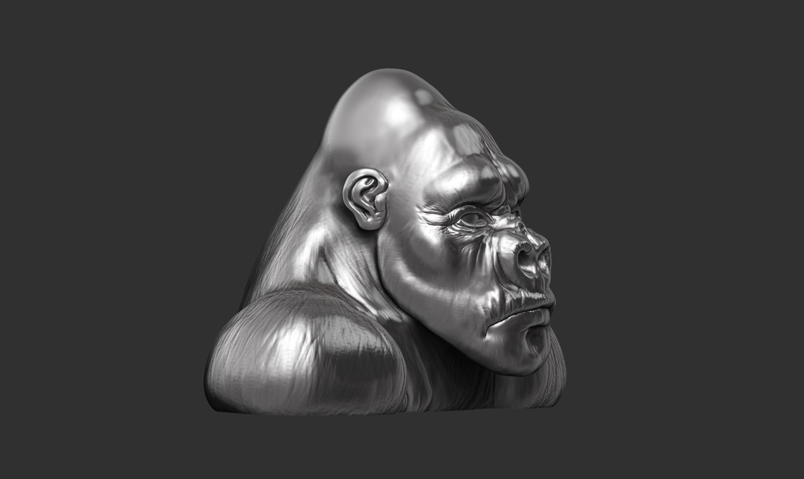 Gorilla sculpture 3D print model_6