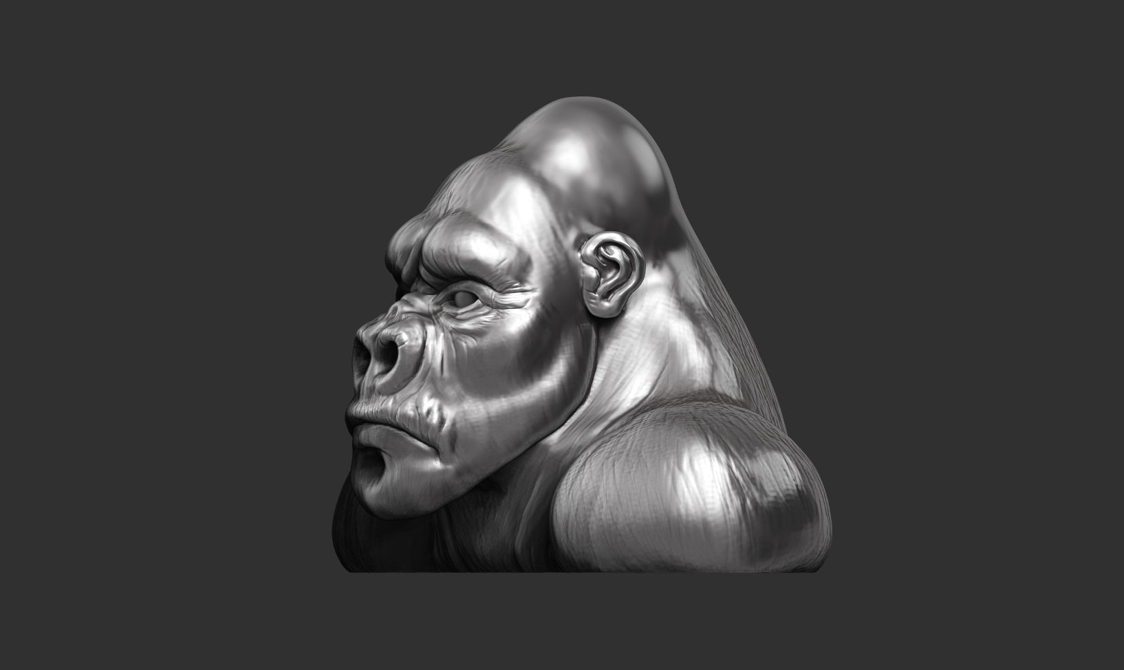 Gorilla sculpture 3D print model_18