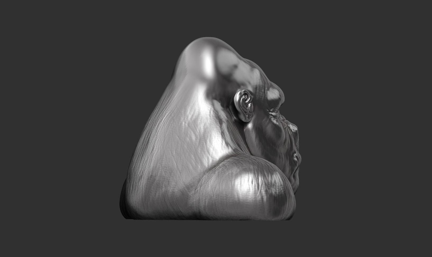 Gorilla sculpture 3D print model_9