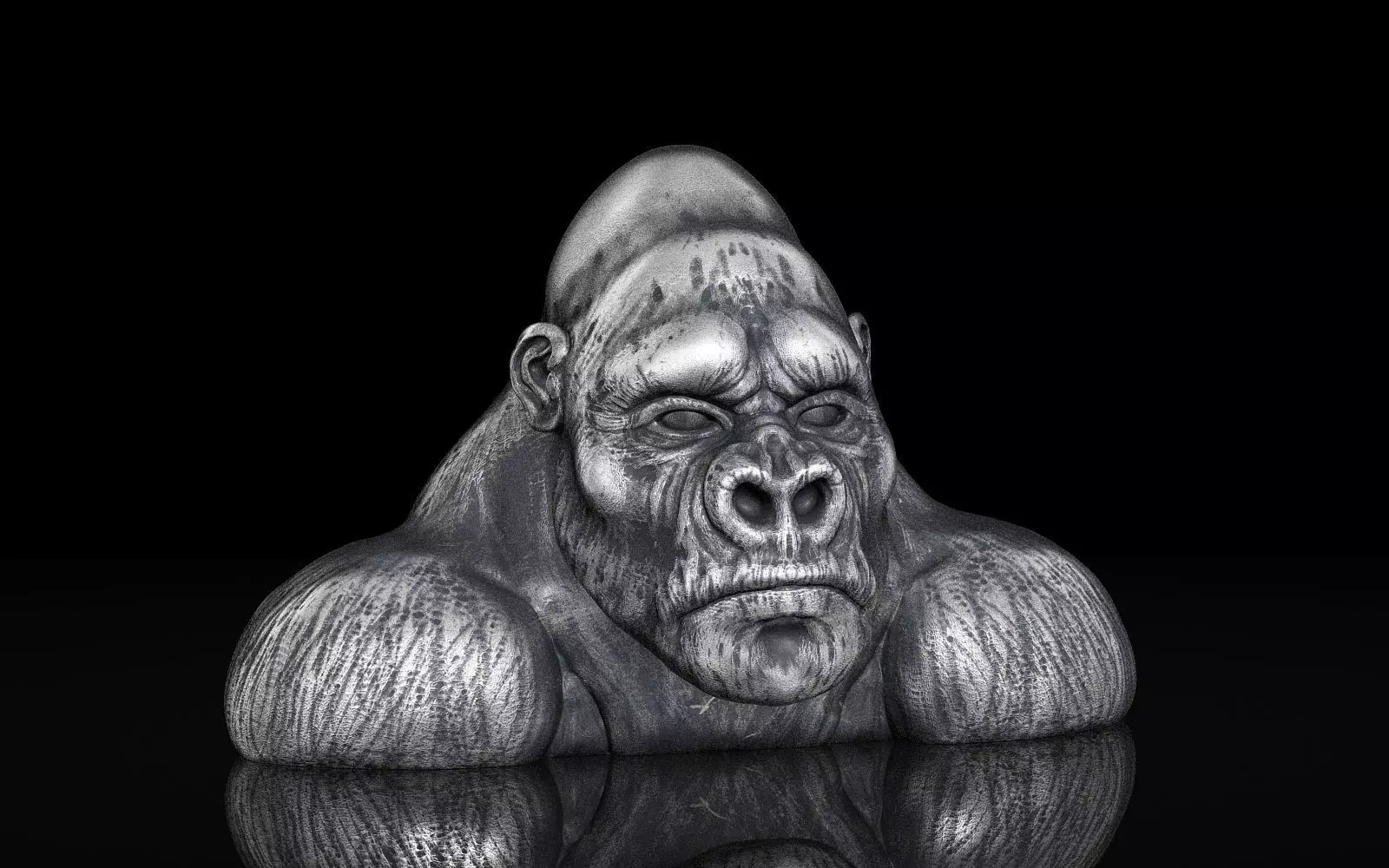 Gorilla sculpture 3D print model_0