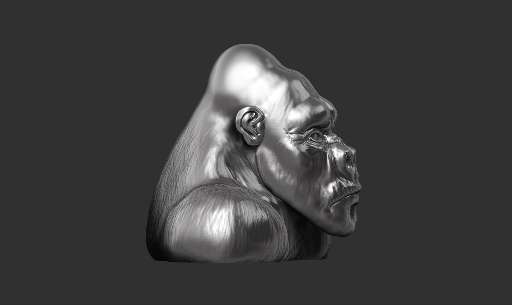 Gorilla sculpture 3D print model_7