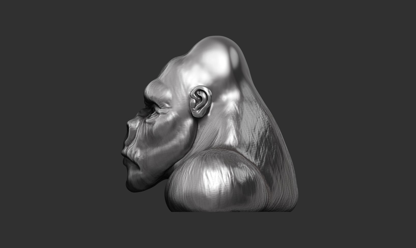 Gorilla sculpture 3D print model_17