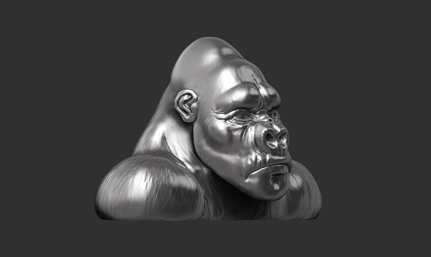 Gorilla sculpture 3D print model_5