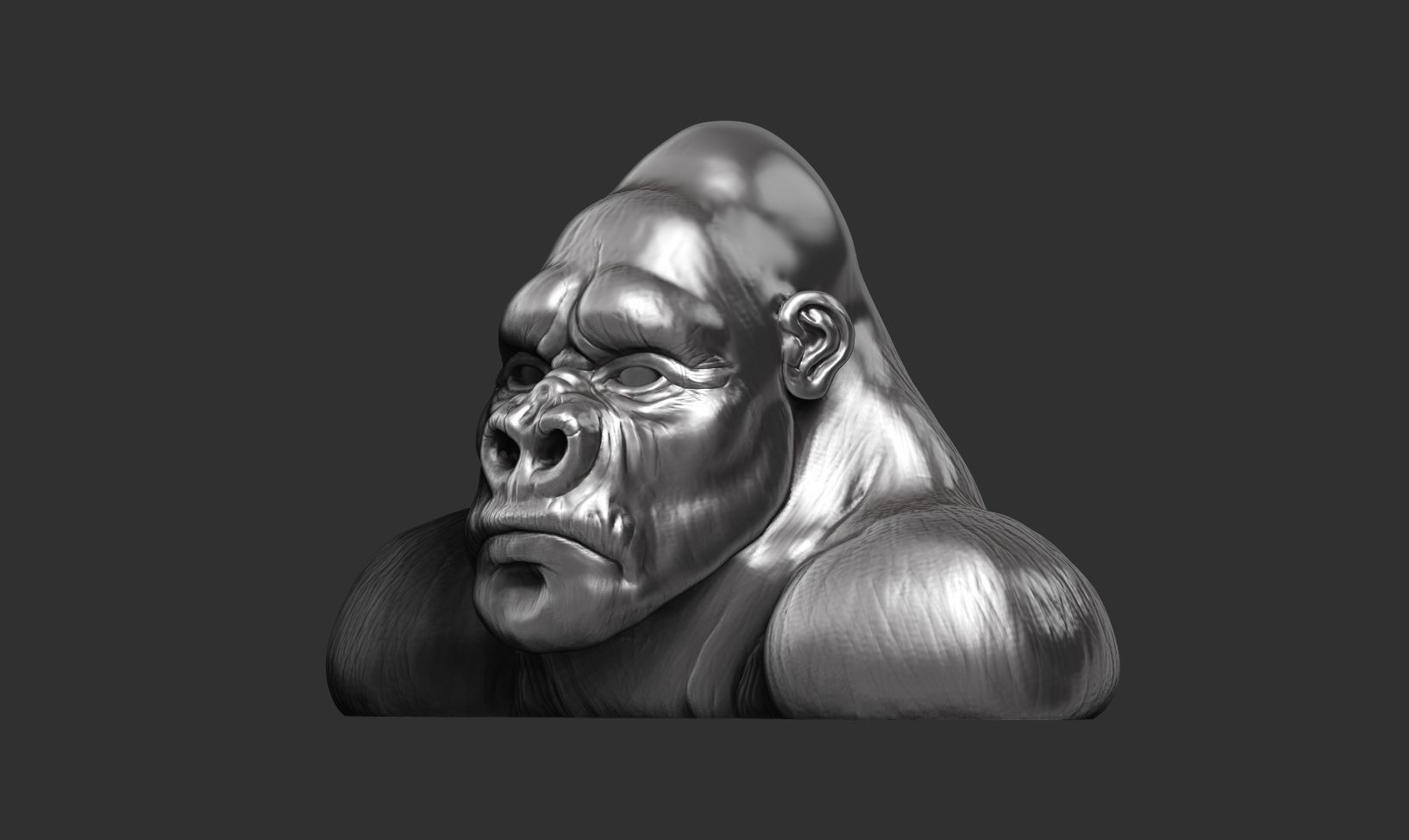 Gorilla sculpture 3D print model_19