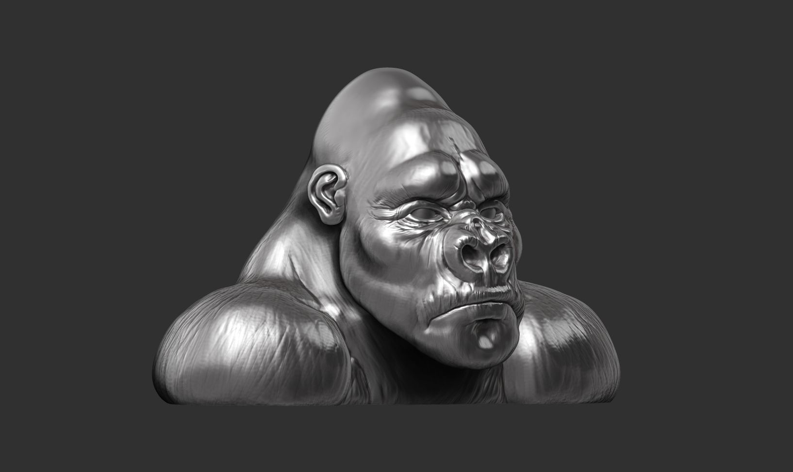 Gorilla sculpture 3D print model_4