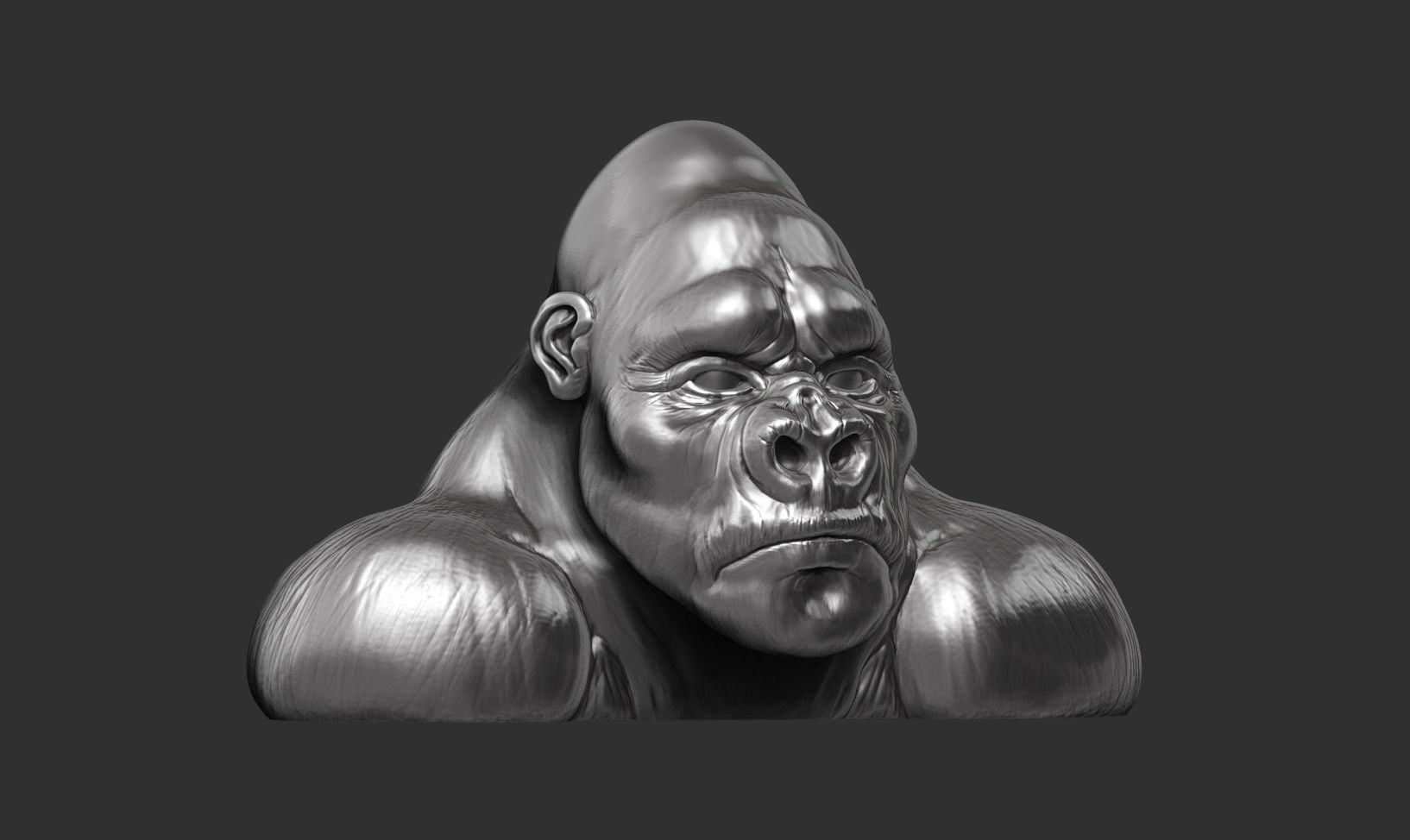 Gorilla sculpture 3D print model_3